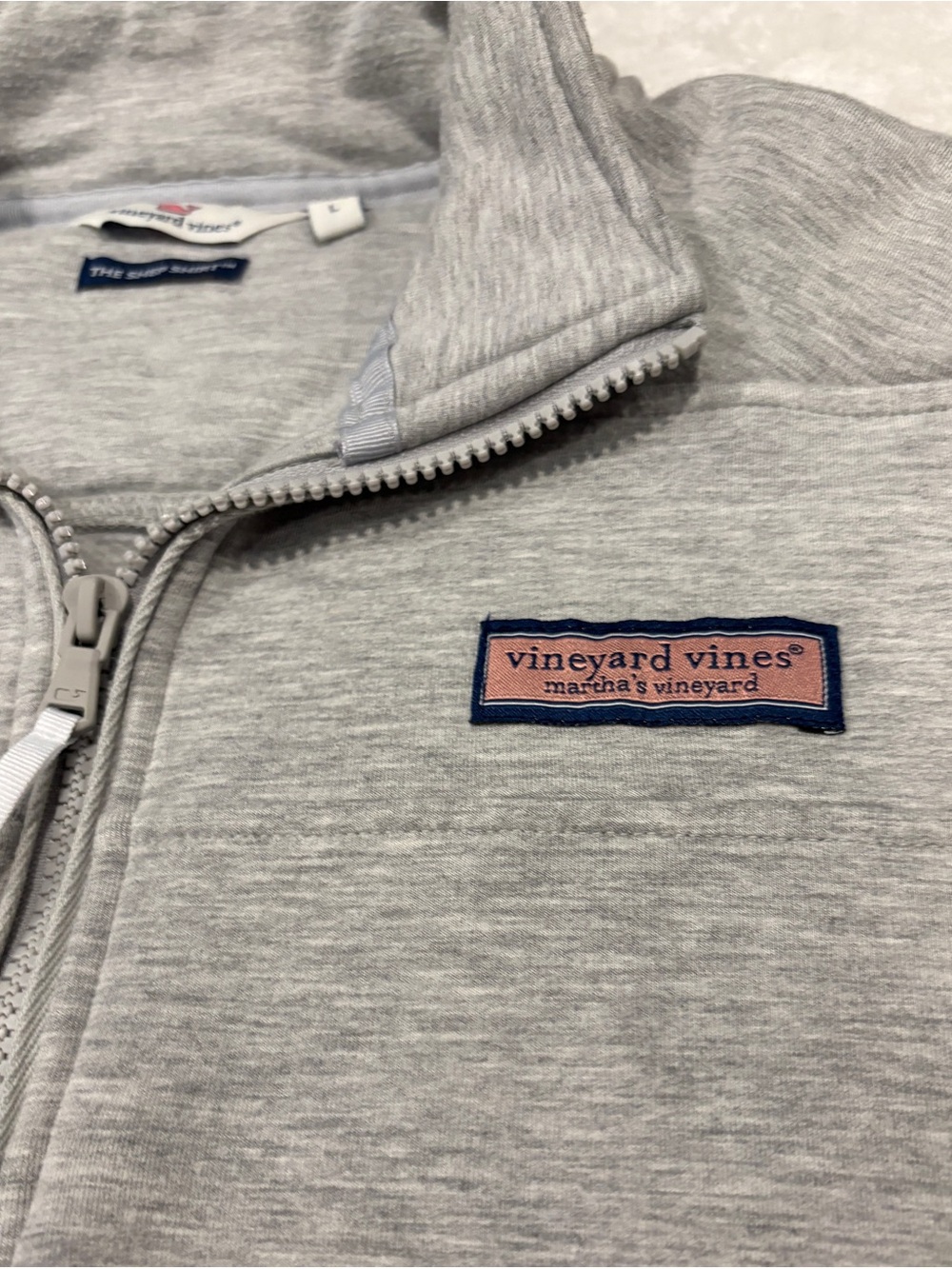 Vineyard Vines Heather Light Gray Quarter-Zip Pullover - Picture 4 of 6